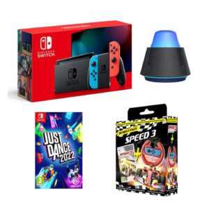 Nintendo Switch Red & Blue 2019 Κονσόλα & Just Dance 2022 & Speed 3 & Steering Wheel Bundle & X-Rocker Quad Grip-Con